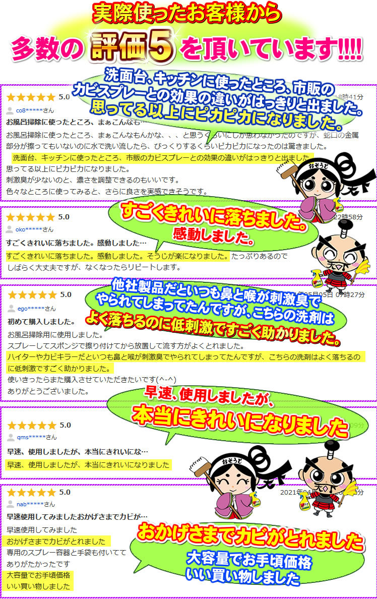 おそうじ天下カビ除去洗剤G(2L)のお客様の声